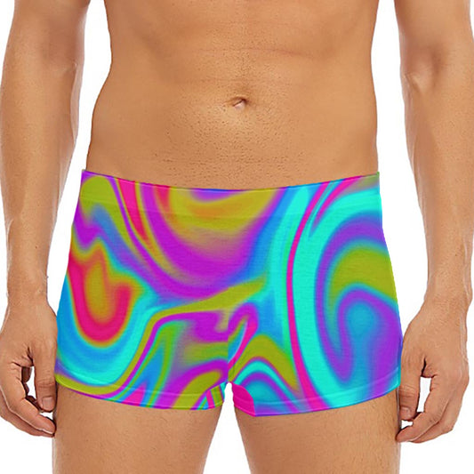 Neon Psychedelic Trippy Print Men's Short Boxer Briefs