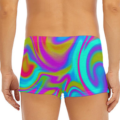 Neon Psychedelic Trippy Print Men's Short Boxer Briefs