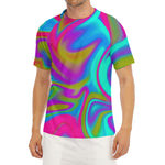 Neon Psychedelic Trippy Print Men's Short Sleeve Rash Guard