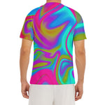 Neon Psychedelic Trippy Print Men's Short Sleeve Rash Guard