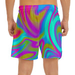 Neon Psychedelic Trippy Print Men's Split Running Shorts