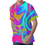 Neon Psychedelic Trippy Print Men's Velvet T-Shirt