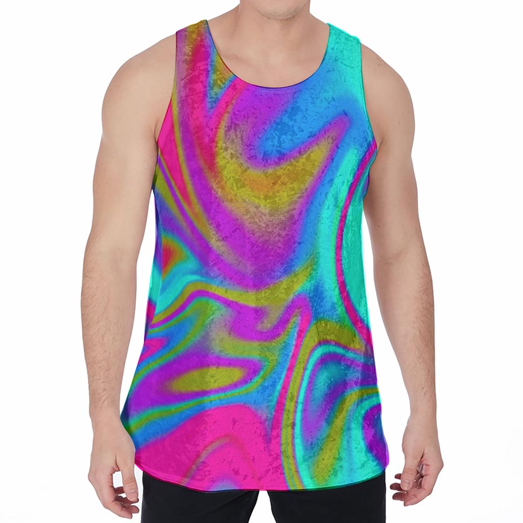 Neon Psychedelic Trippy Print Men's Velvet Tank Top