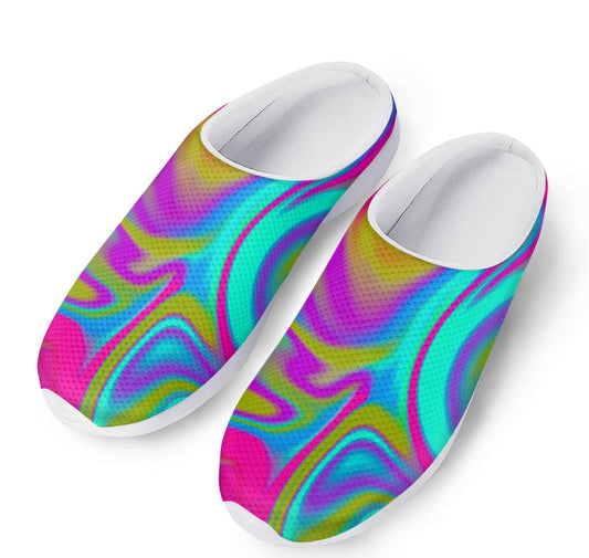 Neon Psychedelic Trippy Print Mesh Casual Shoes