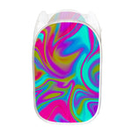 Neon Psychedelic Trippy Print Mesh Laundry Hamper