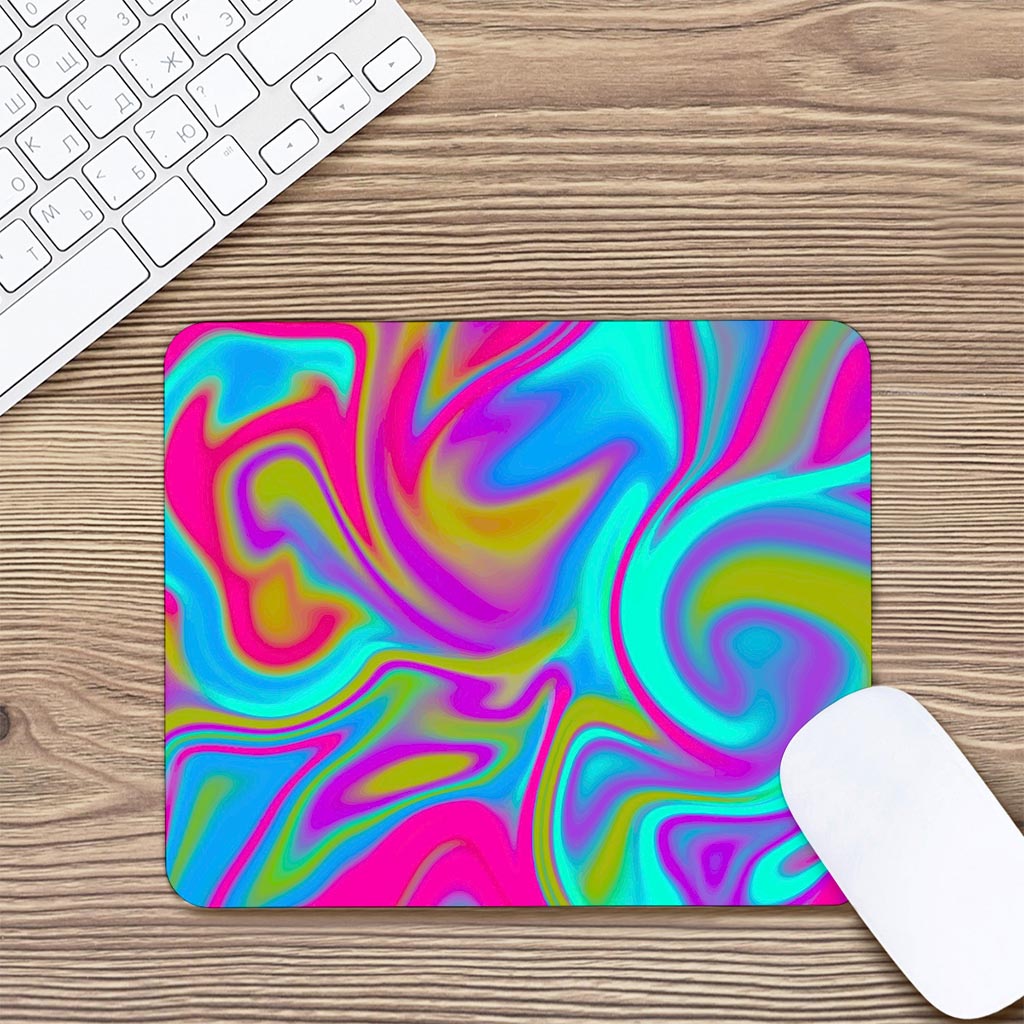 Neon Psychedelic Trippy Print Mouse Pad