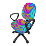 Neon Psychedelic Trippy Print Office Chair Cover