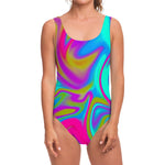 Neon Psychedelic Trippy Print One Piece Swimsuit
