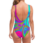 Neon Psychedelic Trippy Print One Piece Swimsuit
