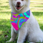 Neon Psychedelic Trippy Print Over The Collar Dog Bandana