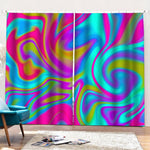 Neon Psychedelic Trippy Print Pencil Pleat Curtains