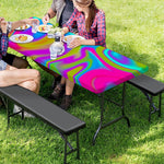 Neon Psychedelic Trippy Print Picnic Table Cover