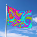 Neon Psychedelic Trippy Print Polyester Flag