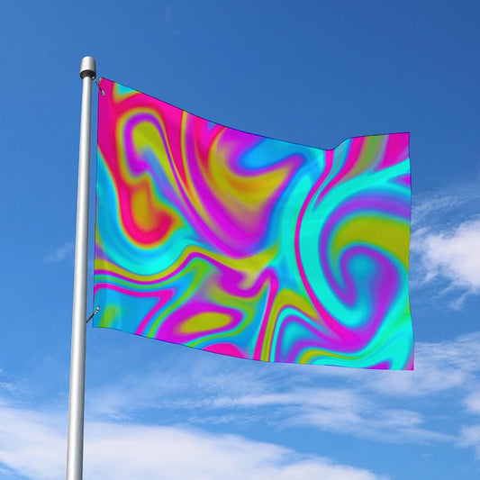 Neon Psychedelic Trippy Print Polyester Flag
