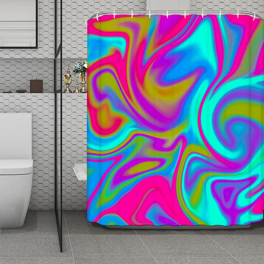 Neon Psychedelic Trippy Print Polyester Shower Curtain
