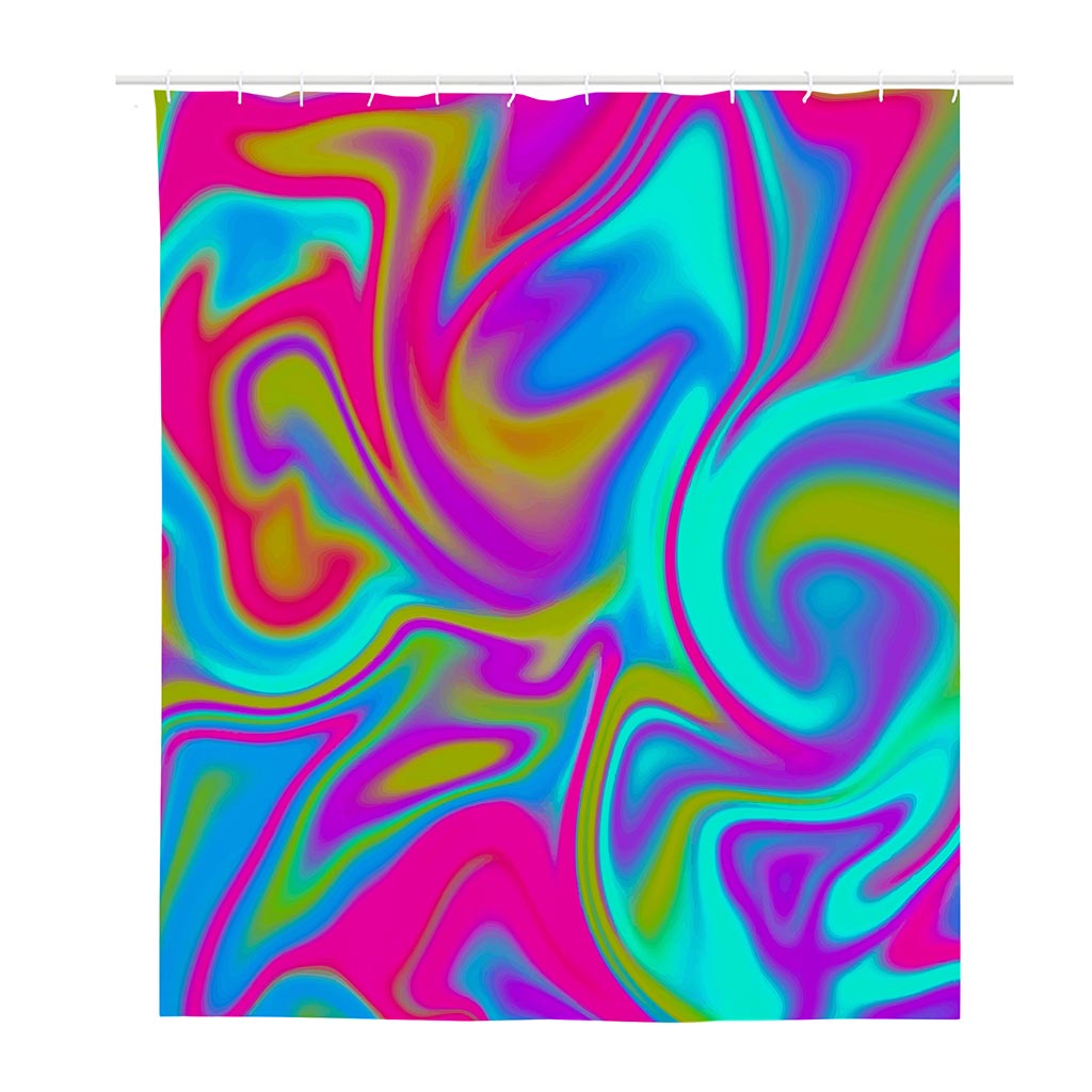 Neon Psychedelic Trippy Print Polyester Shower Curtain