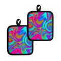 Neon Psychedelic Trippy Print Pot Holders