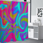 Neon Psychedelic Trippy Print Premium Shower Curtain