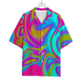 Neon Psychedelic Trippy Print Rayon Hawaiian Shirt