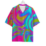 Neon Psychedelic Trippy Print Rayon Hawaiian Shirt