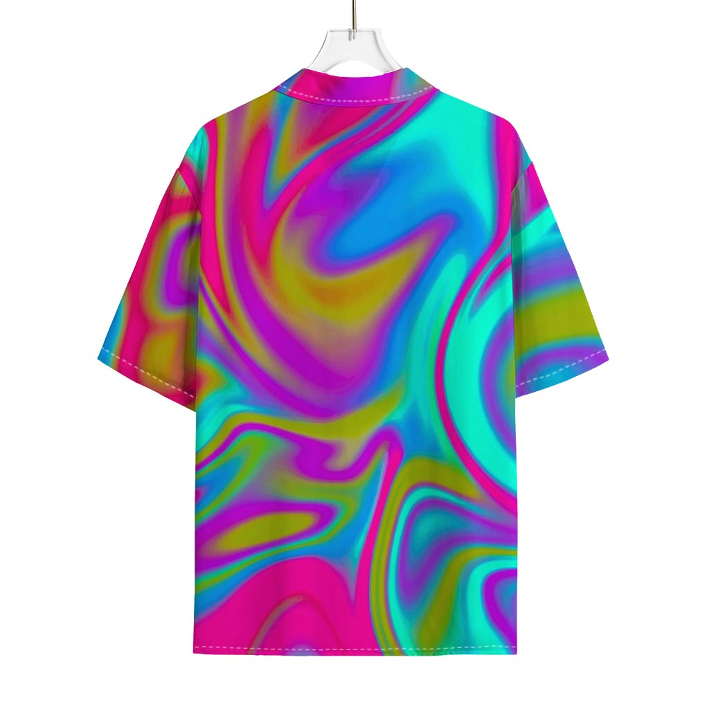 Neon Psychedelic Trippy Print Rayon Hawaiian Shirt