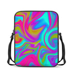 Neon Psychedelic Trippy Print Rectangular Crossbody Bag