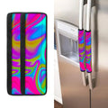 Neon Psychedelic Trippy Print Refrigerator Handle Covers