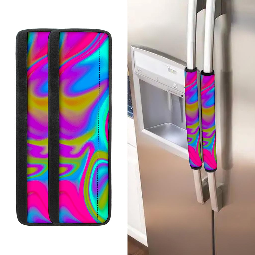 Neon Psychedelic Trippy Print Refrigerator Handle Covers