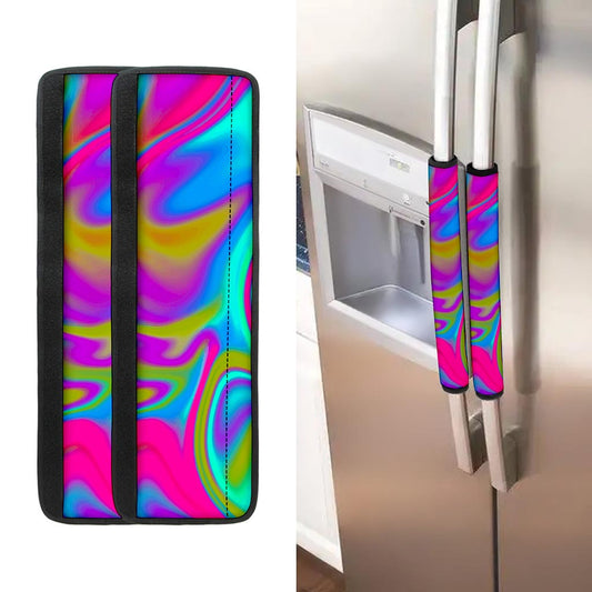 Neon Psychedelic Trippy Print Refrigerator Handle Covers