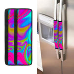 Neon Psychedelic Trippy Print Refrigerator Handle Covers