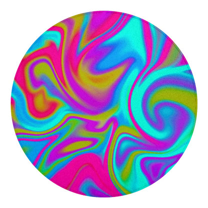 Neon Psychedelic Trippy Print Round Blanket