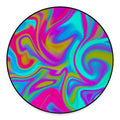Neon Psychedelic Trippy Print Round Floor Mat