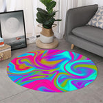Neon Psychedelic Trippy Print Round Rug
