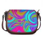 Neon Psychedelic Trippy Print Saddle Bag