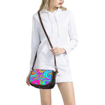 Neon Psychedelic Trippy Print Saddle Bag