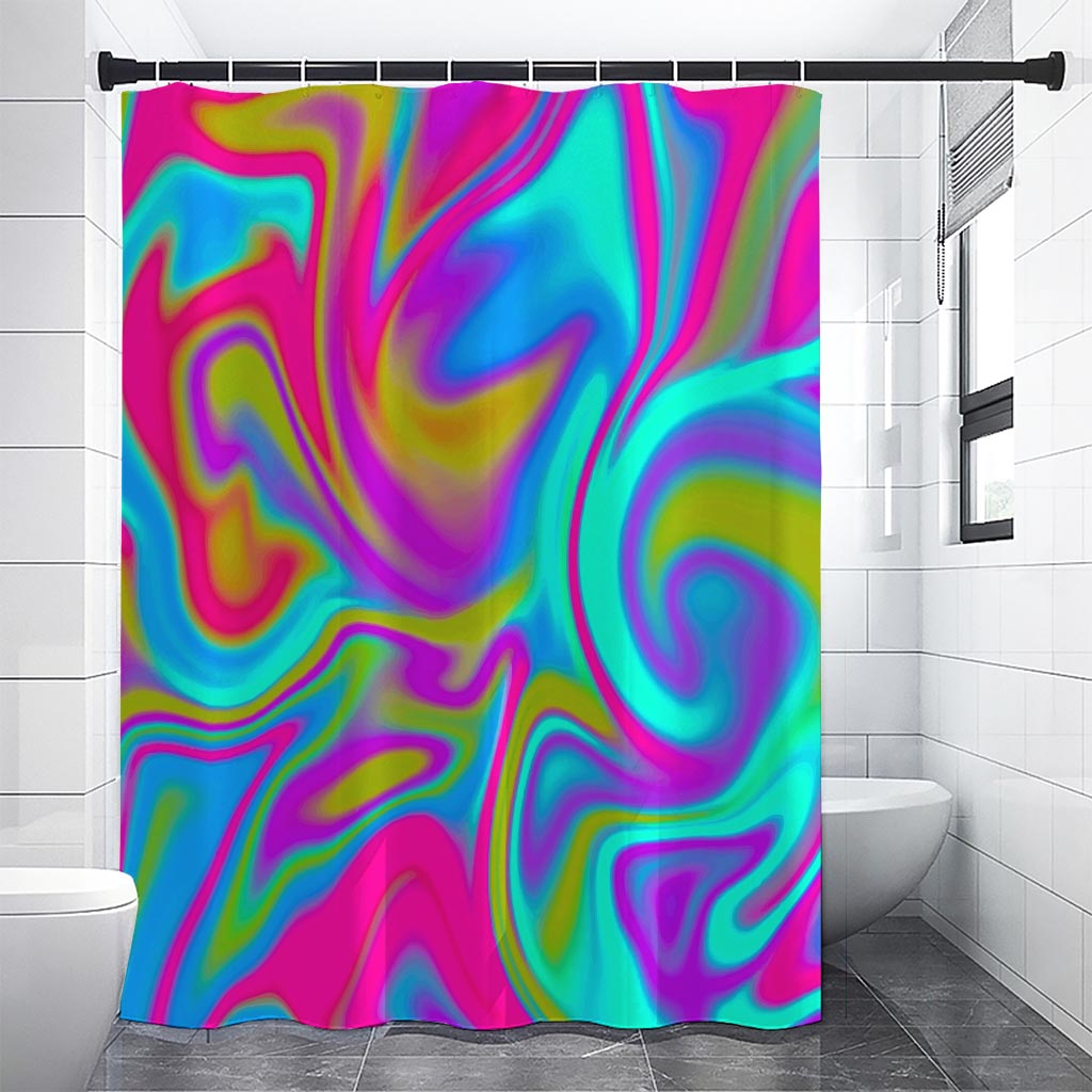 Neon Psychedelic Trippy Print Shower Curtain