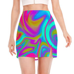 Neon Psychedelic Trippy Print Side Slit Mini Skirt