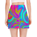 Neon Psychedelic Trippy Print Side Slit Mini Skirt