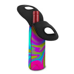 Neon Psychedelic Trippy Print Single Neoprene Wine Tote