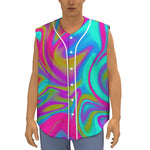 Neon Psychedelic Trippy Print Sleeveless Baseball Jersey