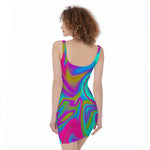 Neon Psychedelic Trippy Print Sleeveless Bodycon Dress