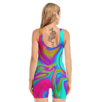 Neon Psychedelic Trippy Print Sleeveless One Piece Swimsuit