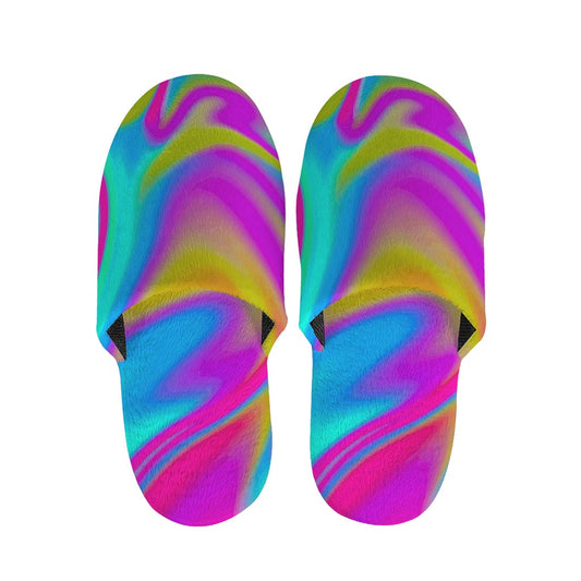 Neon Psychedelic Trippy Print Slippers