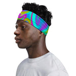 Neon Psychedelic Trippy Print Sports Headband