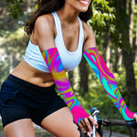 Neon Psychedelic Trippy Print Sun Protection Arm Sleeves