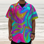 Neon Psychedelic Trippy Print Textured Short Sleeve Shirt