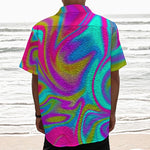 Neon Psychedelic Trippy Print Textured Short Sleeve Shirt