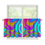 Neon Psychedelic Trippy Print Tier Curtains