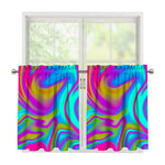 Neon Psychedelic Trippy Print Tier Curtains