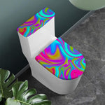 Neon Psychedelic Trippy Print Toilet Lid And Tank Cover Set